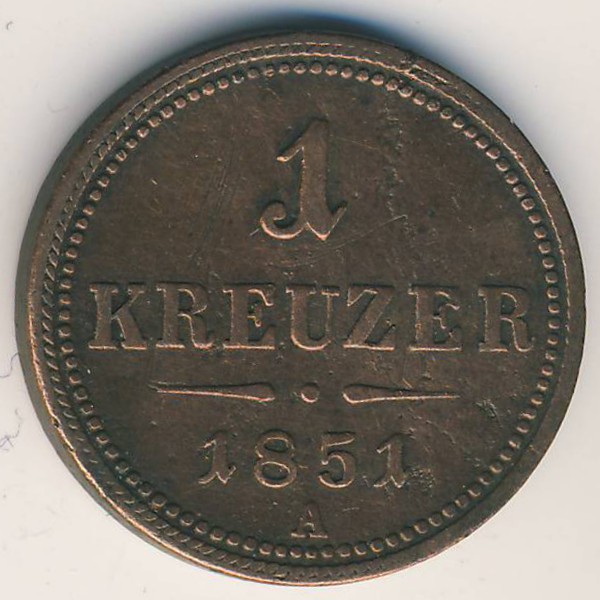 Австрия, 1 крейцер (1851 г.)