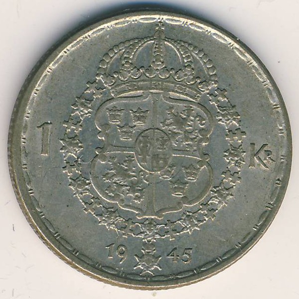 Швеция, 1 крона (1945 г.)