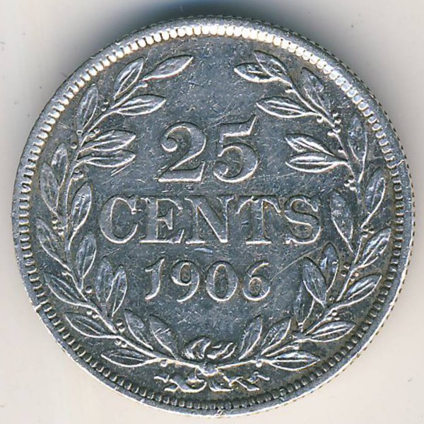 Либерия, 25 центов (1906 г.)