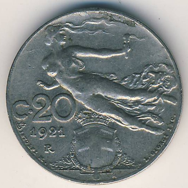 Италия, 20 чентезимо (1921 г.)