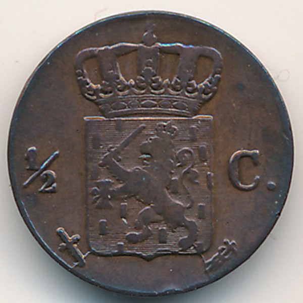 Нидерланды, 1/2 цента (1853 г.)