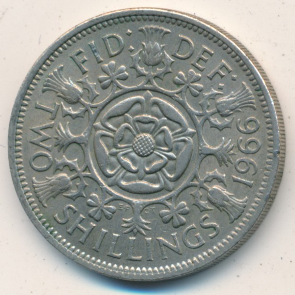 Великобритания, 2 шиллинга (1966 г.)