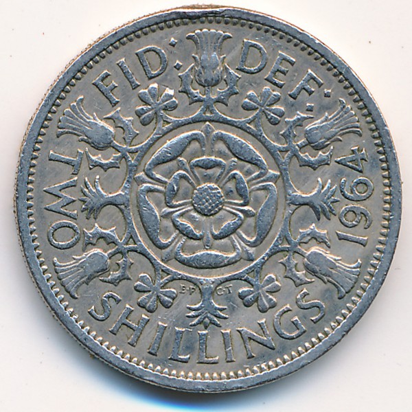 Великобритания, 2 шиллинга (1964 г.)