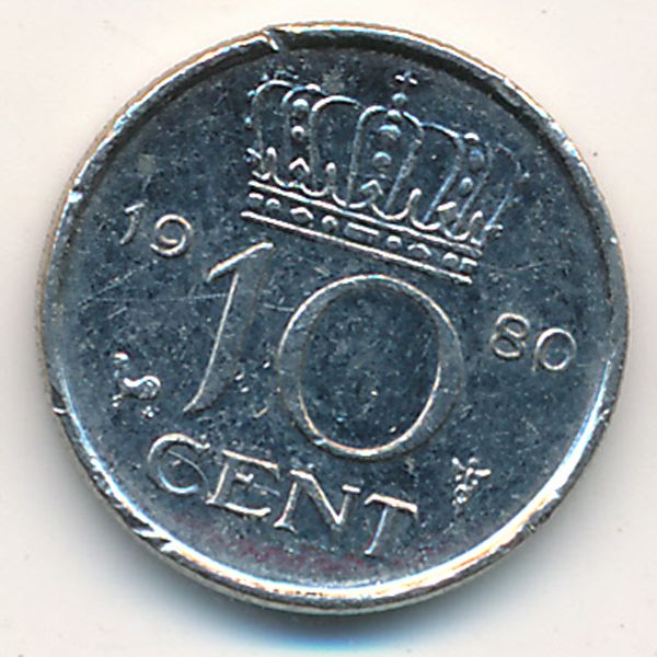 Нидерланды, 10 центов (1980 г.)