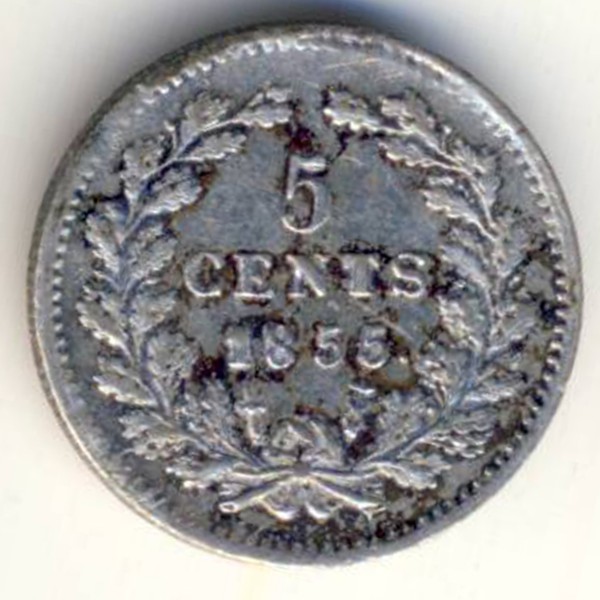 Нидерланды, 5 центов (1855 г.)