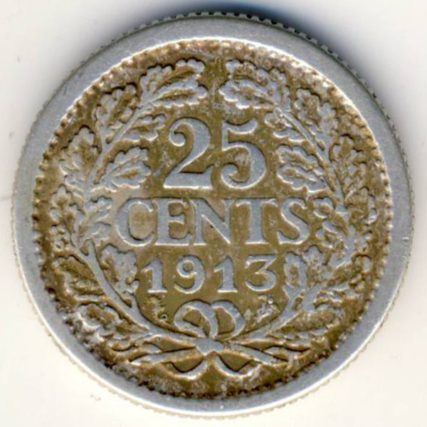 Нидерланды, 25 центов (1913 г.)