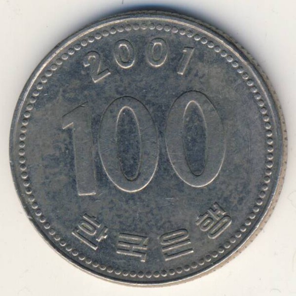 Южная Корея, 100 вон (2001 г.)