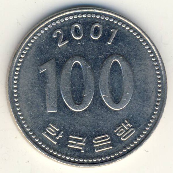 Южная Корея, 100 вон (2001 г.)