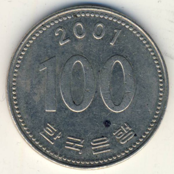 Южная Корея, 100 вон (2001 г.)