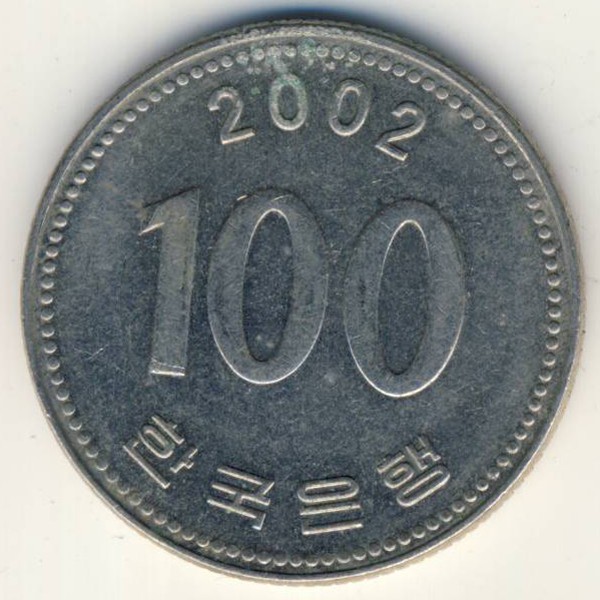 Южная Корея, 100 вон (2002 г.)