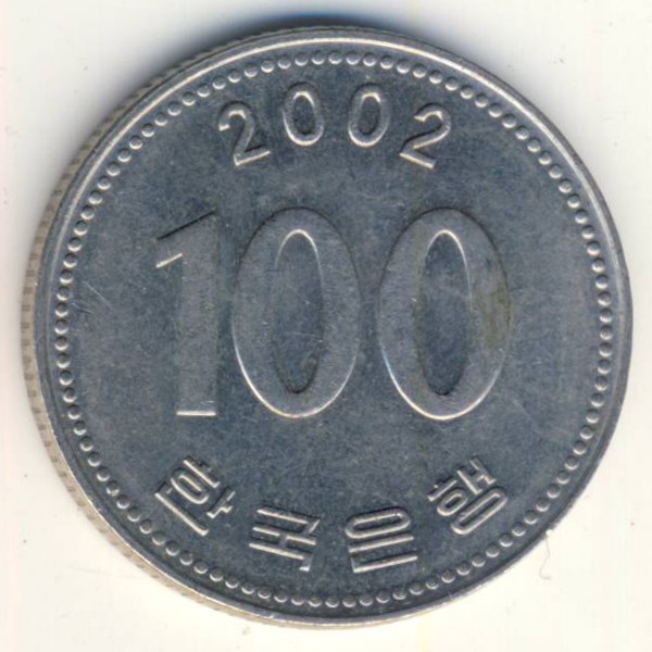 Южная Корея, 100 вон (2002 г.)