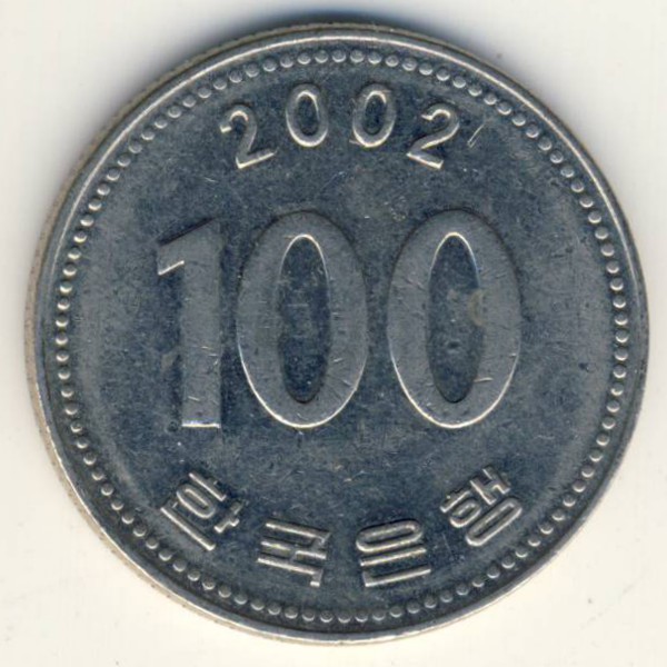Южная Корея, 100 вон (2002 г.)