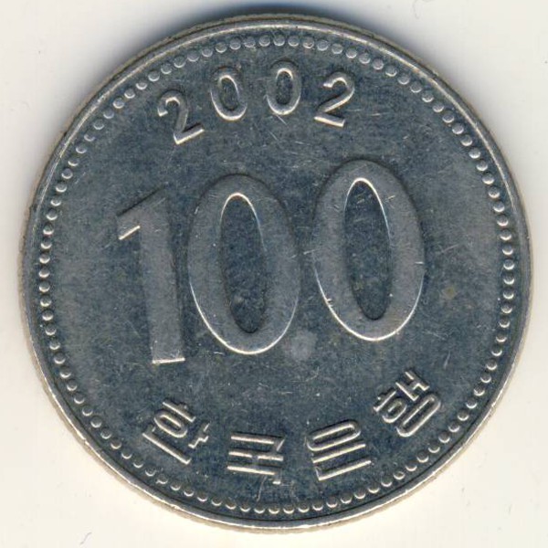 Южная Корея, 100 вон (2002 г.)