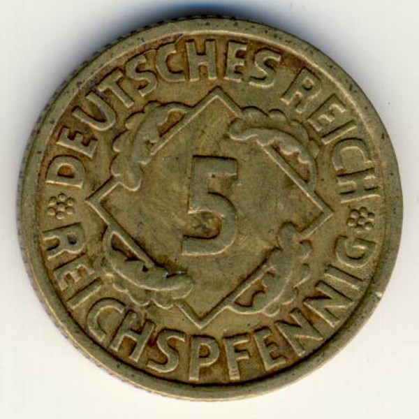 Веймарская республика, 5 рейхспфеннигов (1936 г.)