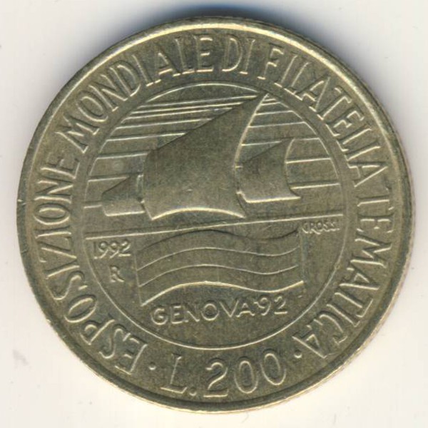 Италия, 200 лир (1992 г.)