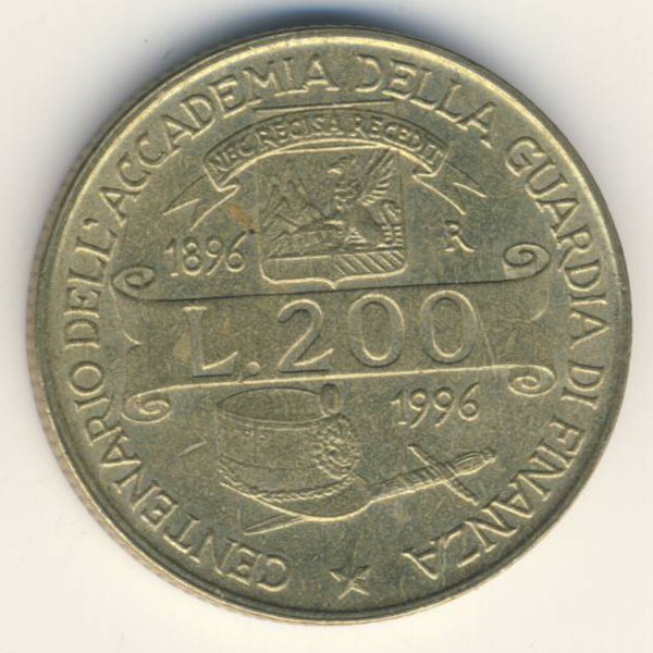 Италия, 200 лир (1996 г.)