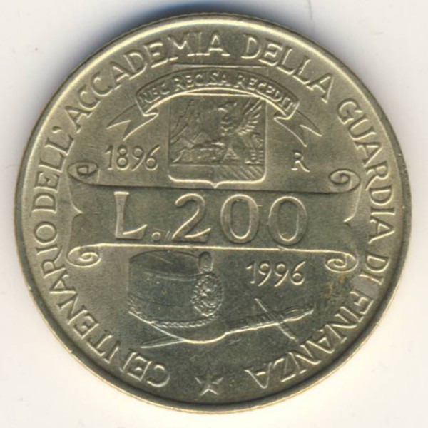 Италия, 200 лир (1996 г.)