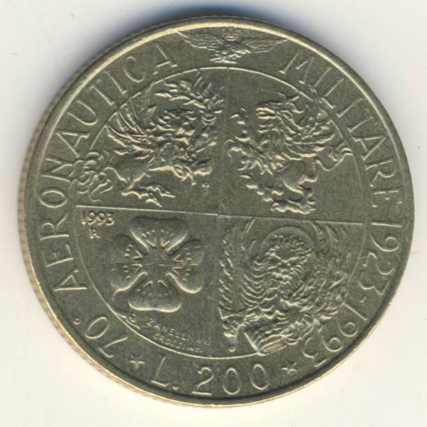 Италия, 200 лир (1993 г.)