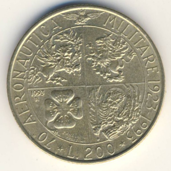Италия, 200 лир (1993 г.)