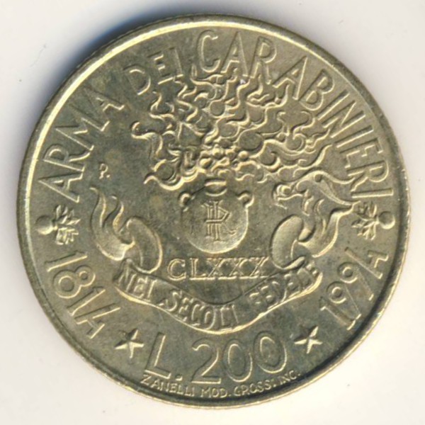 Италия, 200 лир (1994 г.)