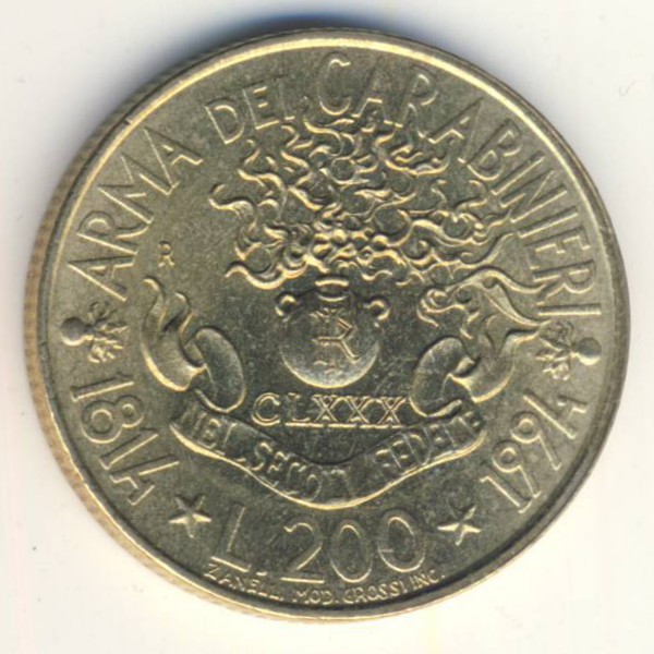 Италия, 200 лир (1994 г.)