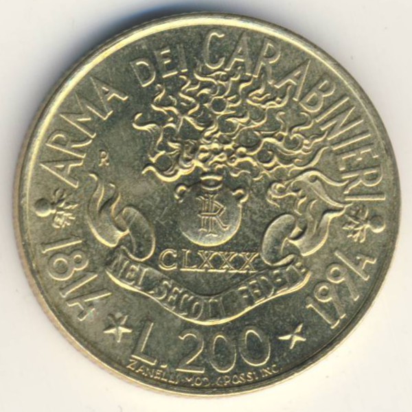 Италия, 200 лир (1994 г.)