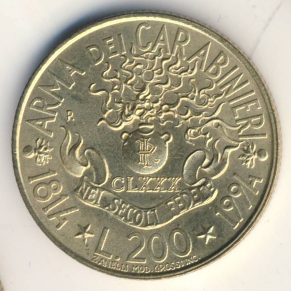 Италия, 200 лир (1994 г.)