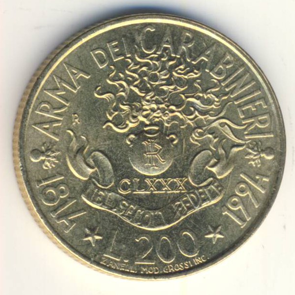 Италия, 200 лир (1994 г.)