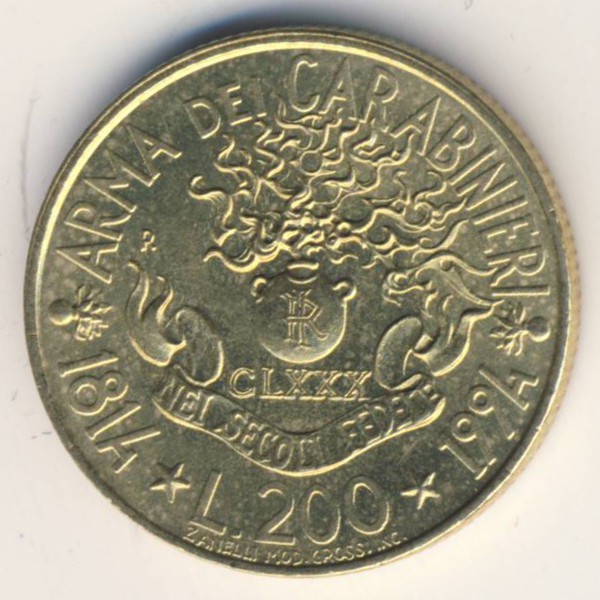 Италия, 200 лир (1994 г.)
