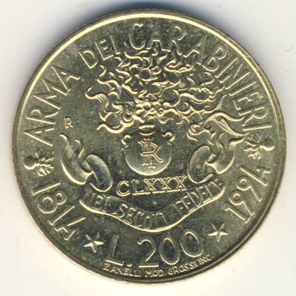 Италия, 200 лир (1994 г.)