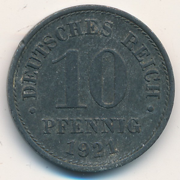 Германия, 10 пфеннигов (1921 г.)