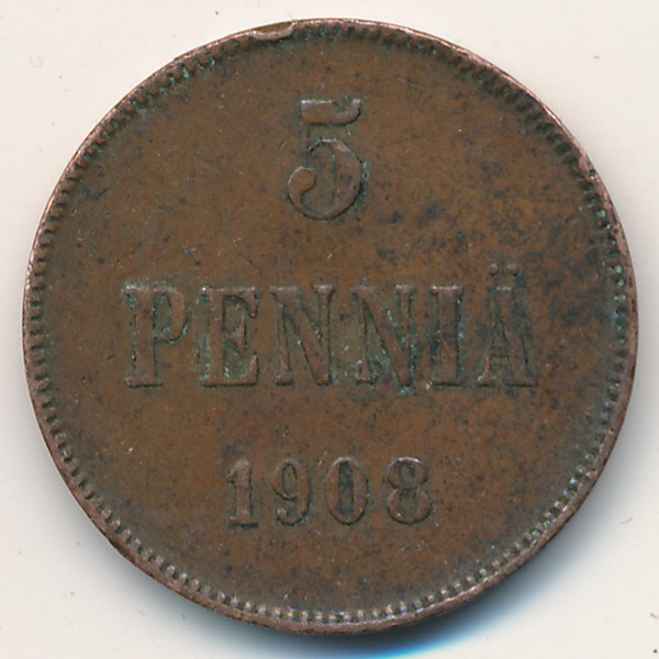 Финляндия, 5 пенни (1908 г.)