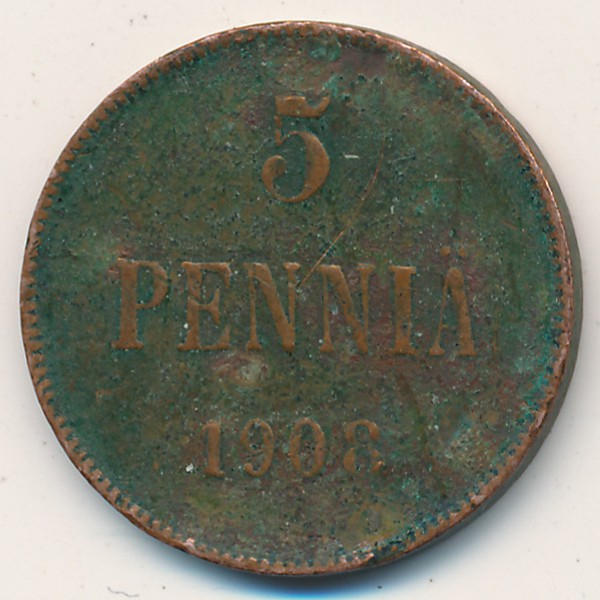 Финляндия, 5 пенни (1908 г.)