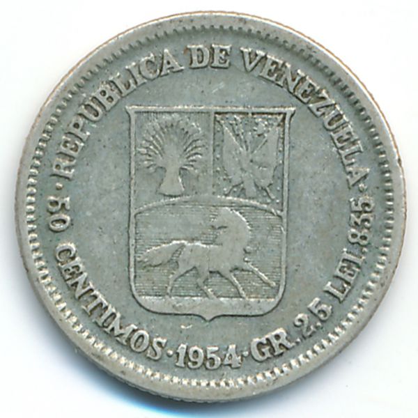 Венесуэла, 50 сентимо (1954 г.)