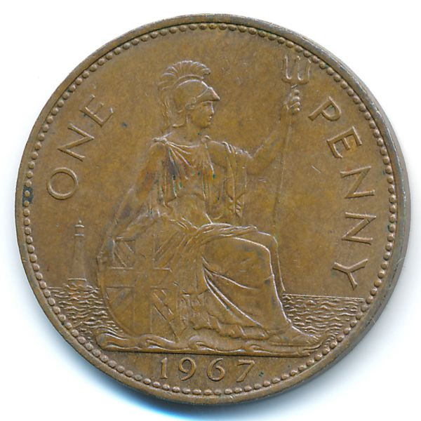 Великобритания, 1 пенни (1967 г.)