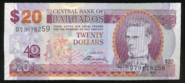 Барбадос, 20 долларов (2012 г.)