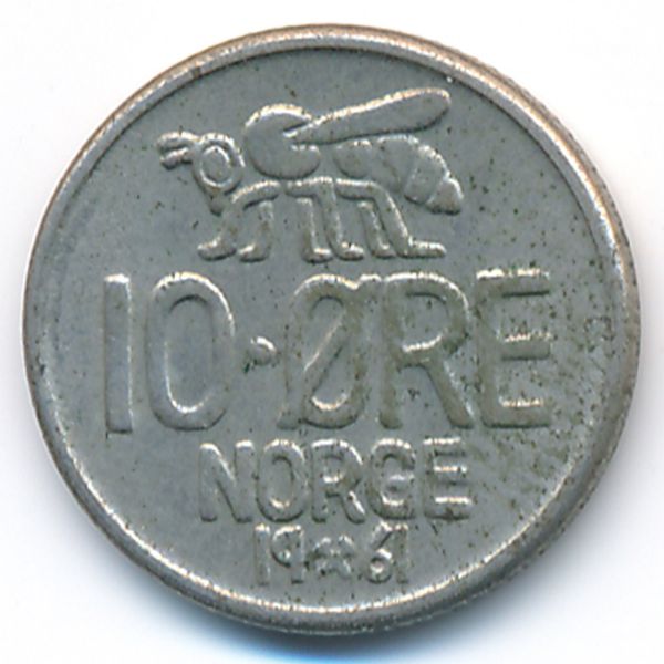 Норвегия, 10 эре (1961 г.)