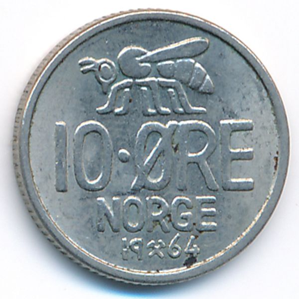 Норвегия, 10 эре (1964 г.)