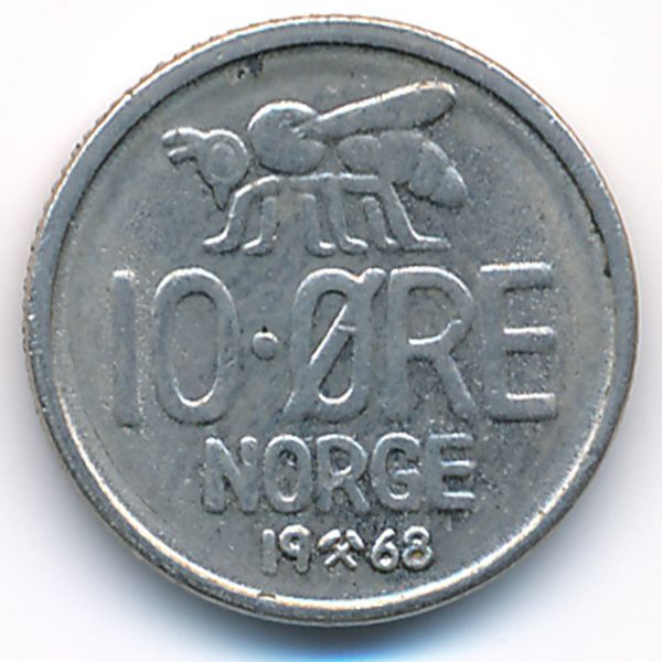 Норвегия, 10 эре (1968 г.)