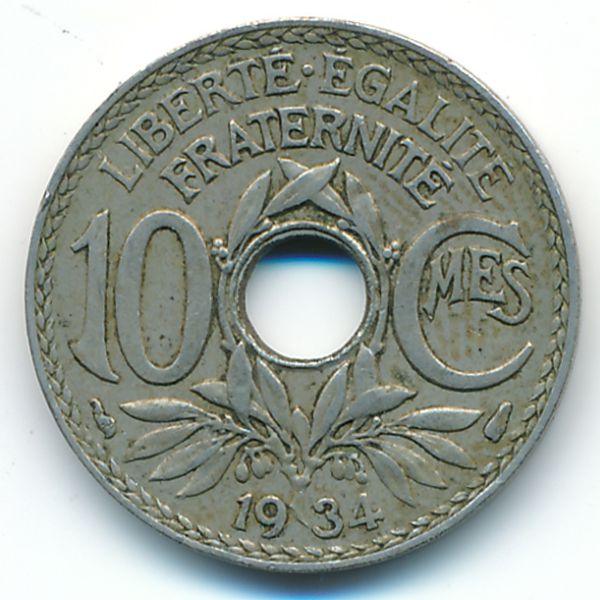 Франция, 10 сентим (1934 г.)