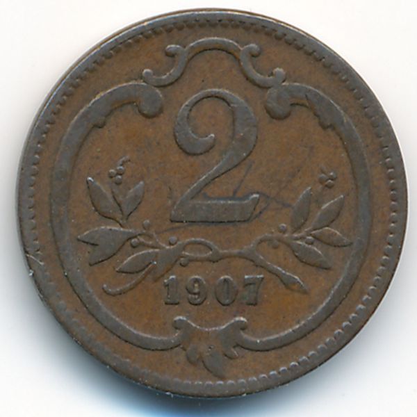 Австрия, 2 геллера (1907 г.)
