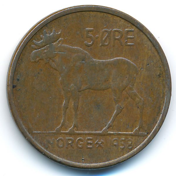 Норвегия, 5 эре (1958 г.)
