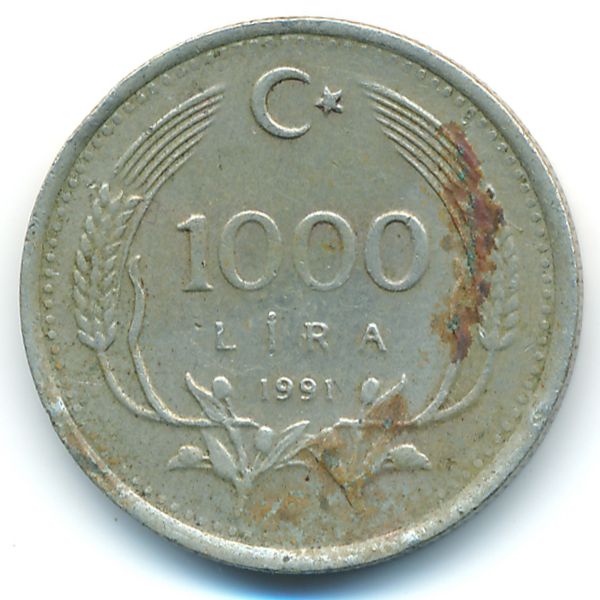 Турция, 1000 лир (1991 г.)