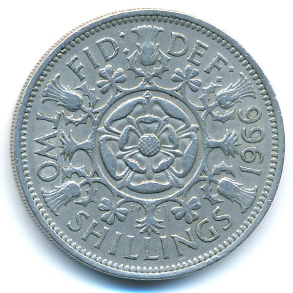 Великобритания, 2 шиллинга (1966 г.)