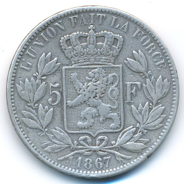 Бельгия, 5 франков (1867 г.)