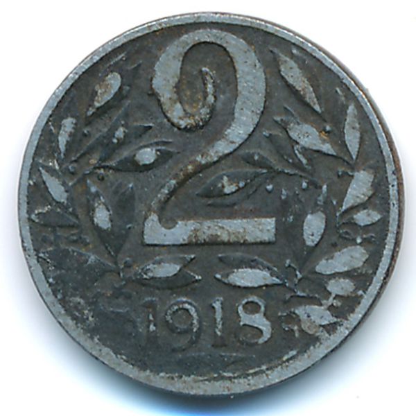 Австрия, 2 геллера (1918 г.)