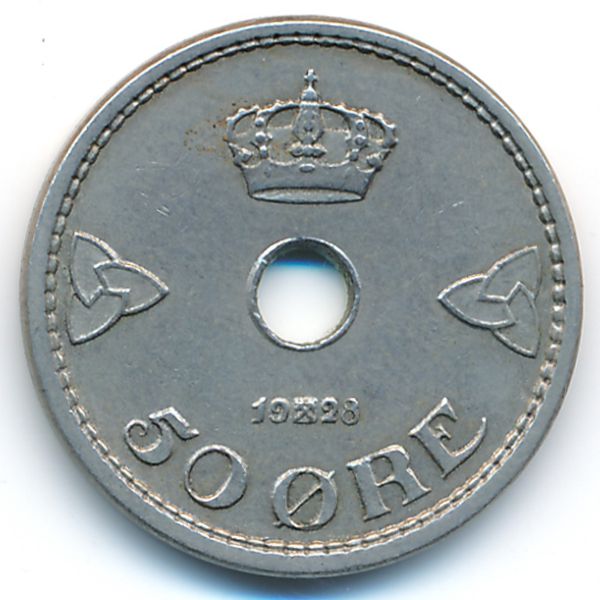 Норвегия, 50 эре (1928 г.)