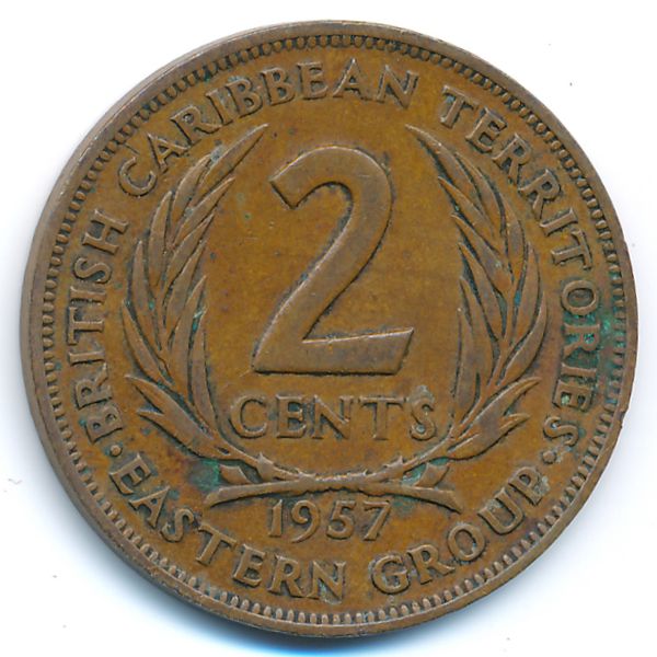 Восточные Карибы, 2 цента (1957 г.)