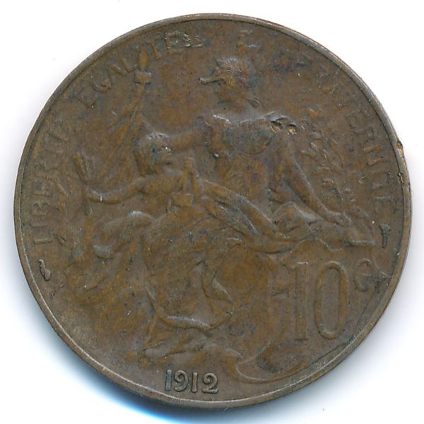 Франция, 10 сентим (1912 г.)
