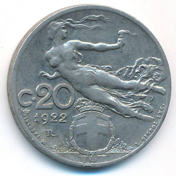 Италия, 20 чентезимо (1922 г.)
